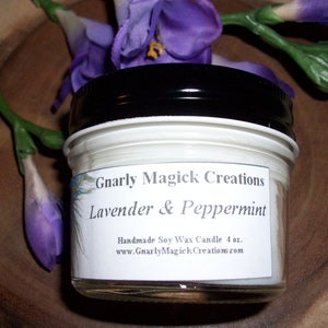 Handmade Lavender and Peppermint 4 oz Jar Candle