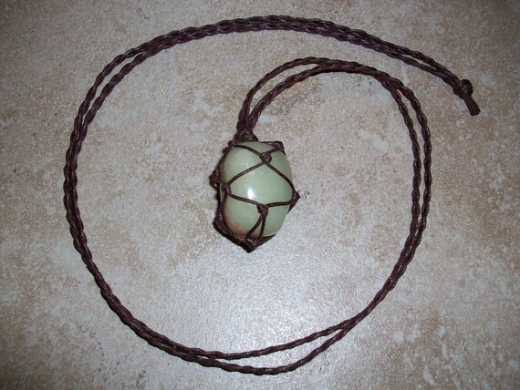 Green Aragonite Braided Necklace