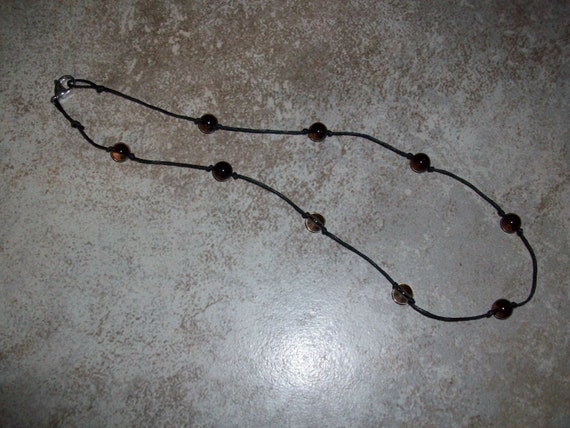 Smoky Quartz 8mm Choker Style Stackable Knotted Necklace