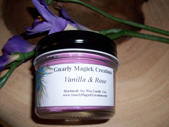 Handmade Vanilla and Rose 4 oz Jar Candle