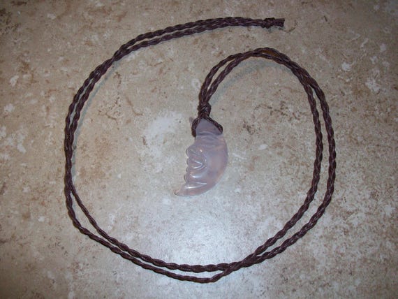 Rose Quartz Crescent Moon Braided Necklace