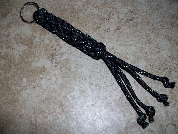 Black Reflective Knotted Ends Flogger Keychain
