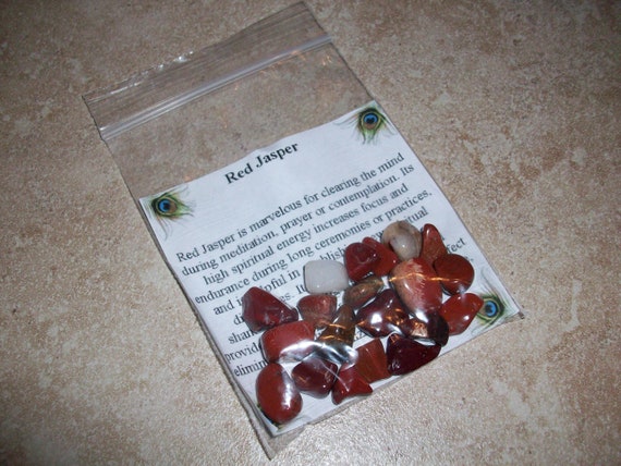 Red Jasper Tumbled Chipstone Bag (20 Pieces)