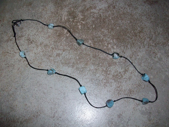 Larimar Choker Style Stackable Knotted Necklace