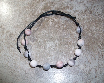 Pink Zebra Jasper Stackable Knotted Gemstone Bracelet