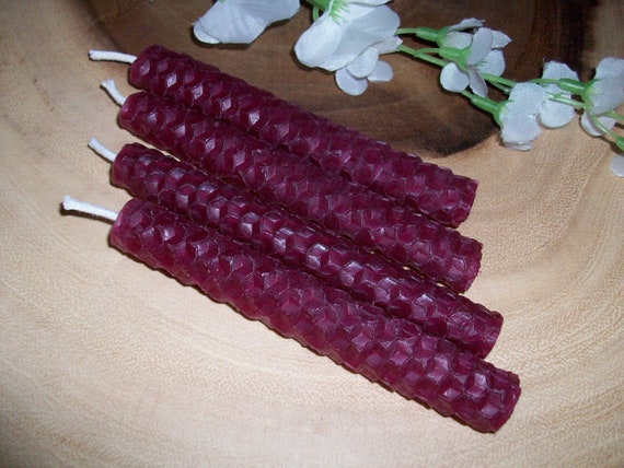 Handmade Magenta Beeswax Set Of Four Chime Spell Candles