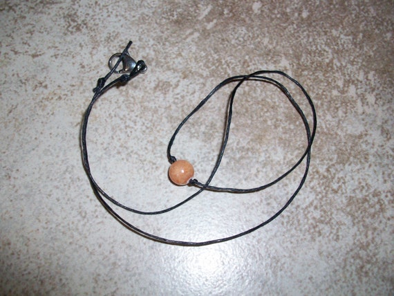 Orange Orchid Calcite 8mm Single Bead Choker Style Necklace