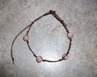 Peach Moonstone 8mm Stackable Knotted Bracelet (6 1/2 - 7 1/2 inch Wrist)