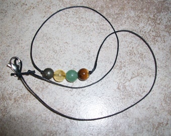 Prosperity and Abundance 8mm Gemstone Bead Choker Style Necklace ~ Pyrite, Citrine, Green Aventurine and Tiger's Eye
