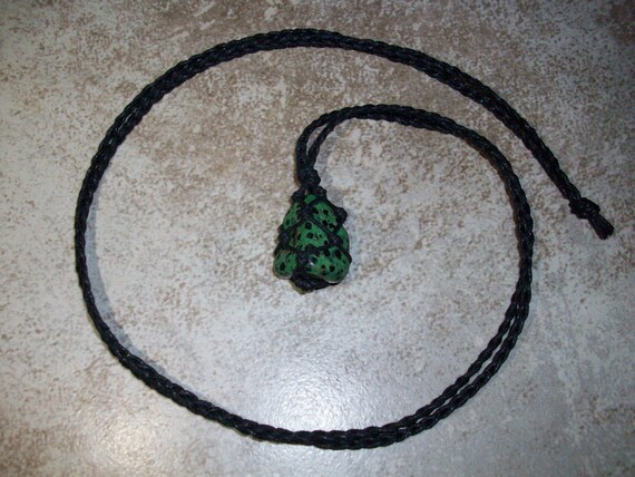 Green Dalmatian Jasper Braided Necklace