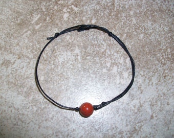 Red Jasper 8mm Single Bead Stackable Knotted Bracelet ( 7 - 8 1/2 inch Wrist)