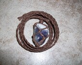 Chevron Amethyst Braided Necklace (Brown Cord) (Various Stones Available) This is an example of the necklace you will receive.