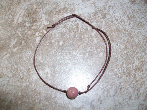 Rhodochrosite 8mm Single Bead Stackable Knotted Bracelet ( 7 - 8 1/2 inch Wrist)