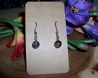 Super Seven Stainless Steel Single Bead 8mm Gemstone Hook Earrings