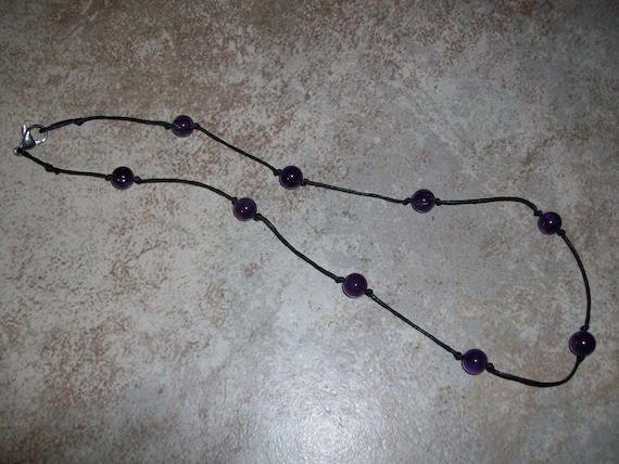 Amethyst 8mm Choker Style Stackable Knotted Necklace