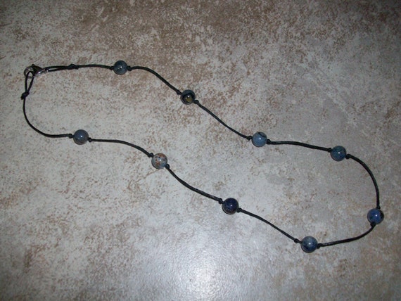Dumortierite 8mm Choker Style Stackable Knotted Necklace
