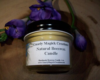 Handmade Natural Beeswax 4 oz Jar Candle