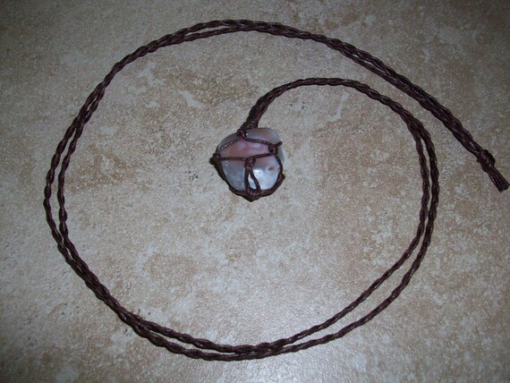 Pink Botswana Agate Braided Necklace