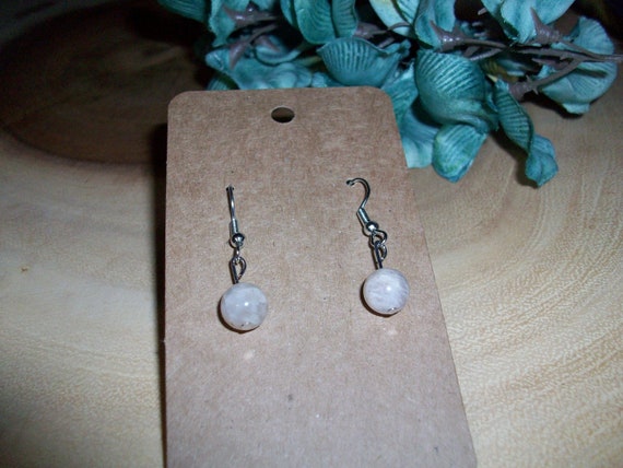 Moonstone Stainless Steel Single Bead 8mm Gemstone Hook Earrings