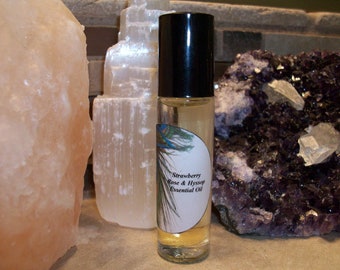 Strawberry, Rose and Hyssop Essential Oil Blend 1/3 oz Roller Bottle