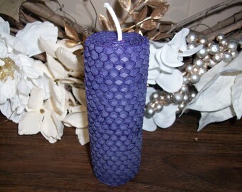 Handmade Purple Beeswax 4 inch Candle