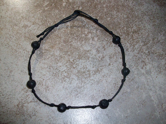 Black Lava Stone Stackable Knotted Anklet