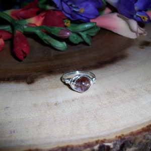 Super Seven 8mm Silver Color Copper Wire Wrapped Ring Size 8 1/2