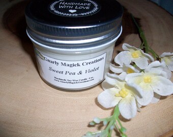 Discontinued Handmade Sweet Pea and Violet 4 oz Jar Candle