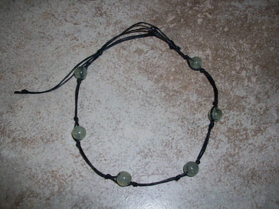 Prehnite Stackable Knotted Anklet