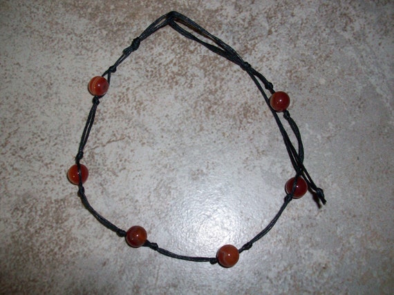 Carnelian 8mm Stackable Knotted Anklet