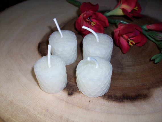 Handmade White Beeswax Tealights Set Of Four Spell Candles