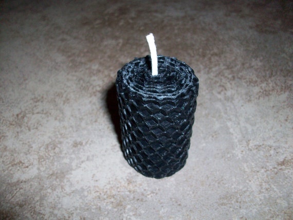 Handmade Black Beeswax 2 inch Votive Candle
