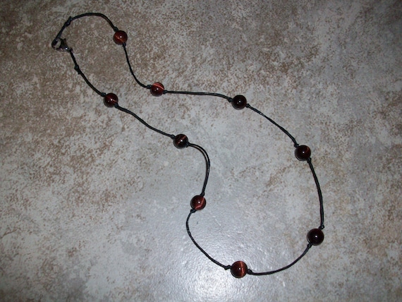 Red Tiger's Eye 8mm Choker Style Stackable Knotted Necklace