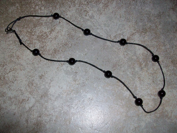 Black Jasper 8mm Choker Style Stackable Knotted Necklace