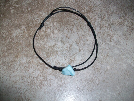 Larimar Single Bead Stackable Knotted Bracelet ( 7 - 8 1/2 inch Wrist)