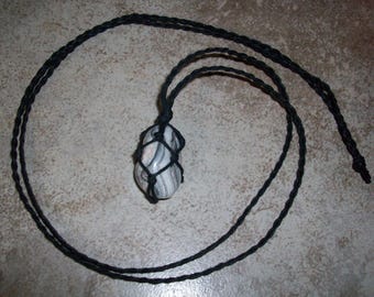 Gray Crazy Lace Agate Braided Necklace