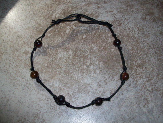 Tiger Iron (Mugglestone) Stackable Knotted Anklet