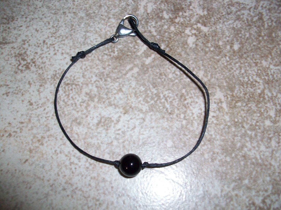 Black Onyx 8mm Single Bead Stackable Lobster Clasp Bracelet