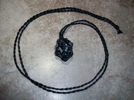 Snowflake Obsidian Braided Necklace