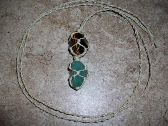 Tiger's Eye and Green Aventurine Braided Necklace