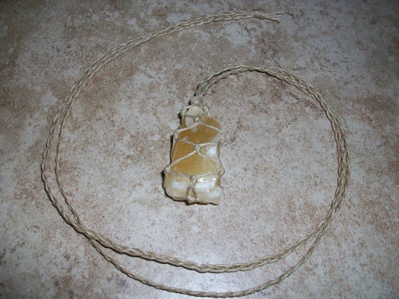 Orange Calcite Raw Braided Necklace