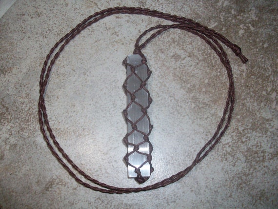Selenite Wand Braided Necklace