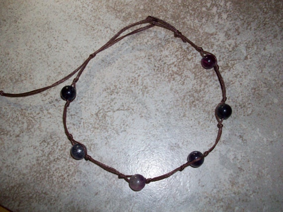 Purple Fluorite 8mm Stackable Knotted Anklet