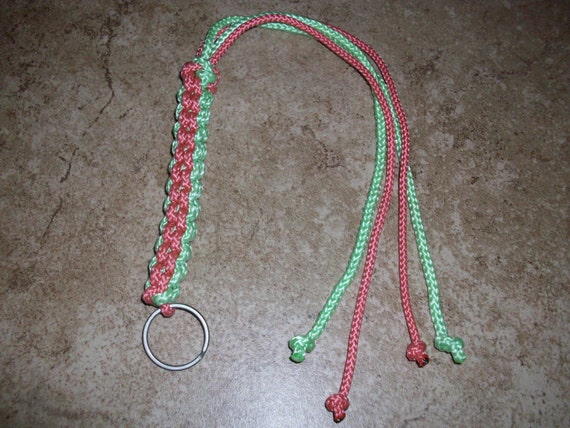 Coral and Green 15 inch Flogger Whip