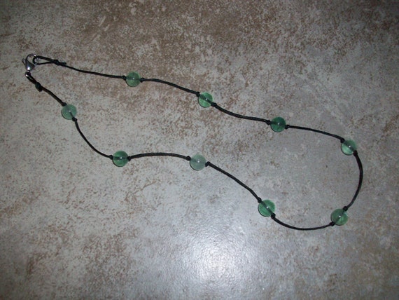 Green Fluorite 8mm Choker Style Stackable Knotted Necklace