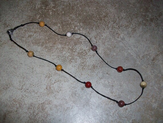 Mookaite Jasper 8mm Choker Style Stackable Knotted Necklace