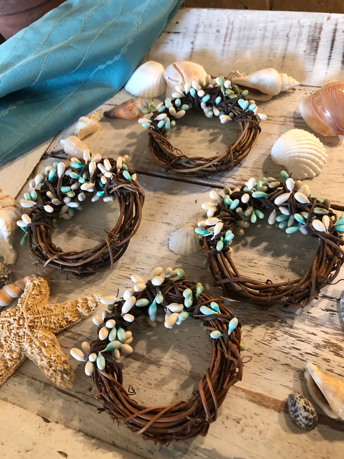 Beach Napkin Rings Set of 4 Spring Summer Beach House Etsy