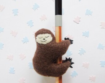 Sloth Pencil Topper/Hugger - Felt Plush