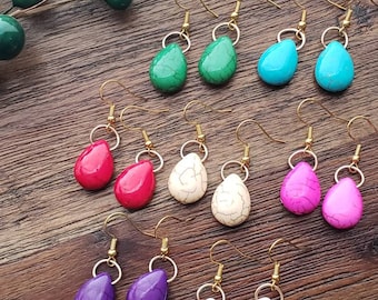 Marble earrings, beaded earrings, earrings, cracked stone earrings, colorful earrings, teardrop earrings