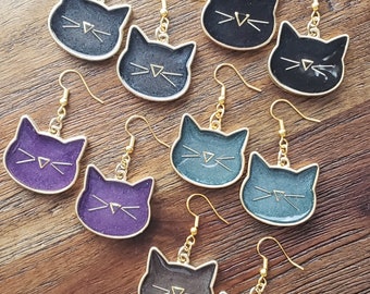 Kitty earrings, cat earrings, resin earrings, earrings, cat mom earrings, fun earrings, whisker earrings
